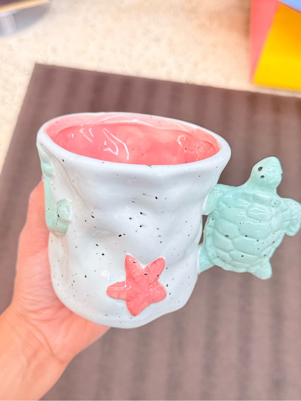 Ceramic Sea Turtle Mug - Pink & Mint